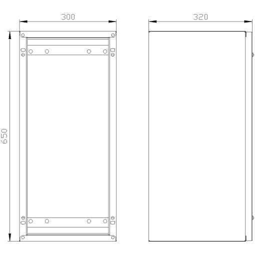 SK1 marshaling box IP55 H650 W300 D320 screwed front plate