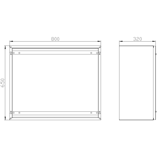 SK1 marshaling box IP55 H650 W800 D320 screwed front plate
