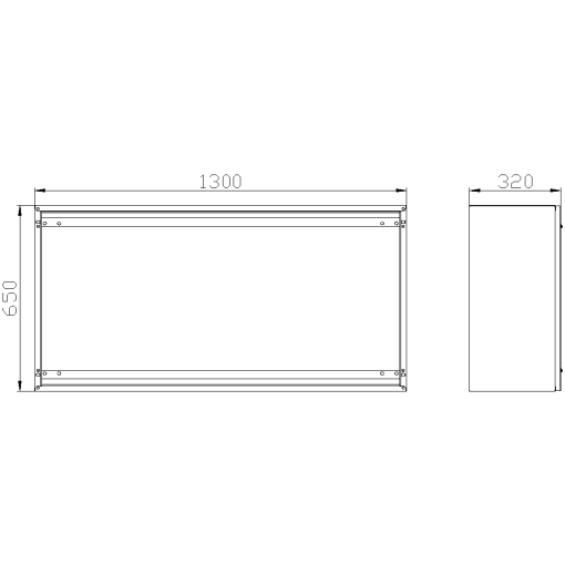 SK1 marshaling box IP55 H650 W1300 D320 screwed front plate