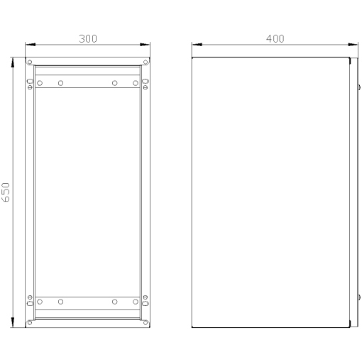 SK1 marshaling box IP55 H650 W300 D400 screwed front plate