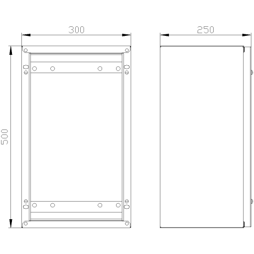 SK1 marshaling box IP55 H500 W300 D250 screwed front plate