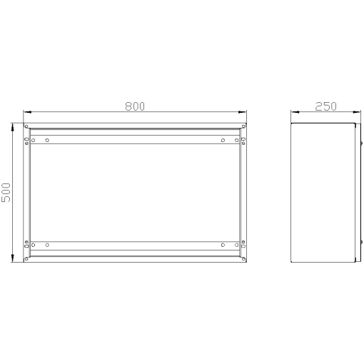 SK1 marshaling box IP55 H500 W800 D250 screwed front plate