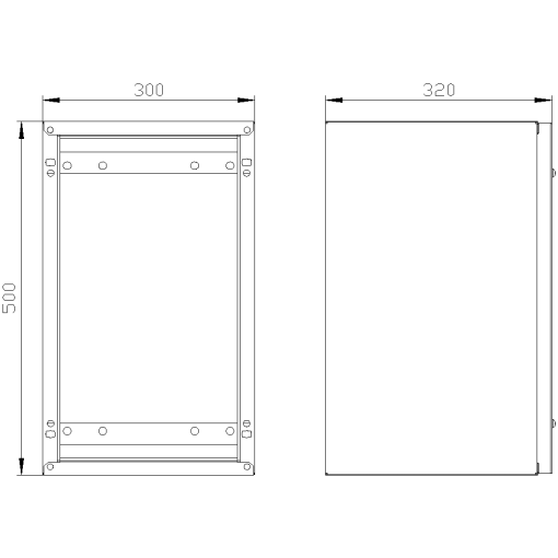 SK1 marshaling box IP55 H500 W300 D320 screwed front plate