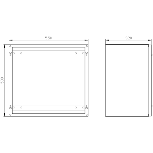 SK1 marshaling box IP55 H500 W550 D320 screwed front plate