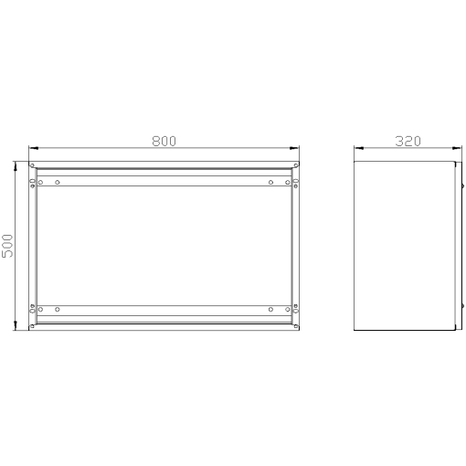 SK1 marshaling box IP55 H500 W800 D320 screwed front plate