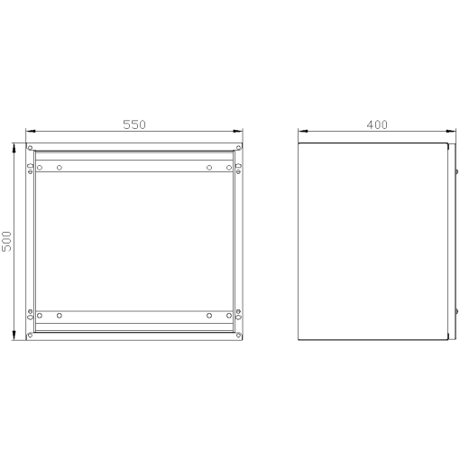 SK1 marshaling box IP55 H500 W550 D400 screwed front plate