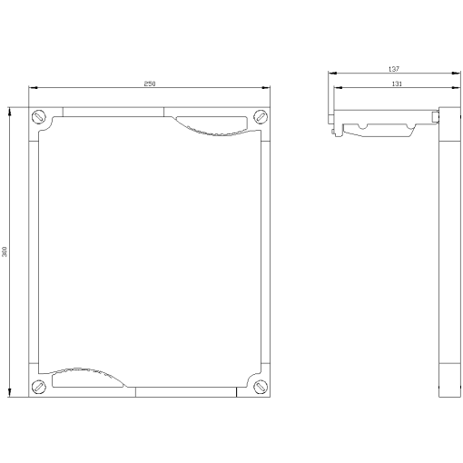Reserve section cover with inspection window H300 mm W250 mm