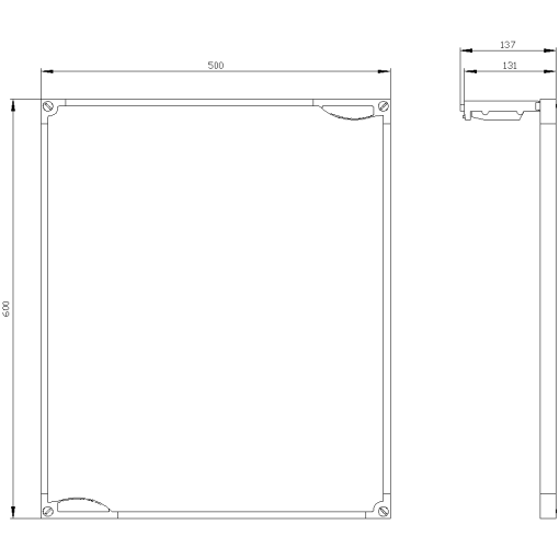 Reserve section cover with inspection window H600 mm W500 mm