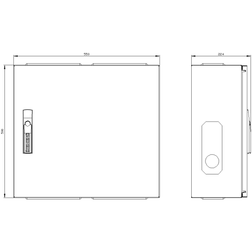 ALPHA 400 wallmounted cabinet IP44 degree of protection 1 H500mm W550mm