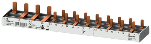 Compact pin busbar 10 mm2 connection 3pole N RCCB N left 1x RCCB 4pole