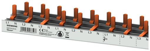 Compact pin busbar 10 mm2 connection 3PN compact device 1 MW fingersafe