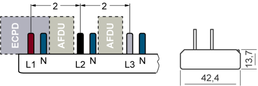 Compact pin busbar 10 mm2 connection 3PN 6x AFDD 5SM6  6x compact device