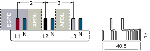 Compact pin busbar 10 mm2 connection 3PN AFDD 5SM6  compact device 1 MW