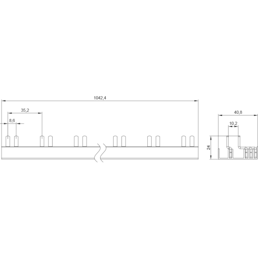 Compact pin busbar 10 mm2 connection 3PN AFDD 5SM6  compact device 1 MW