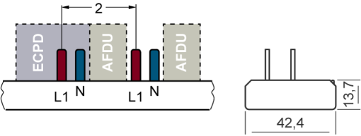 Compact pin busbar 10 mm2 connection 1PN 6x AFDD  6x compact device 1 MW
