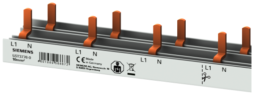 Compact pin busbar 10 mm2 connection 1PN AFDD 5SM6  compact device 1 MW