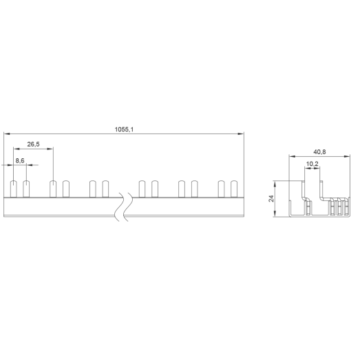 Compact pin busbar 10 mm2 connection 3PN compact device 1 MW  auxiliary s