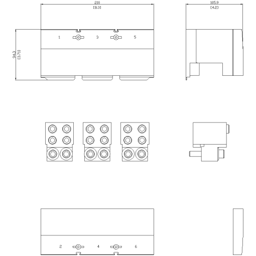 circular conduc terminal TA43 4 x 40500 kcmil for 4 cables 3 units acces