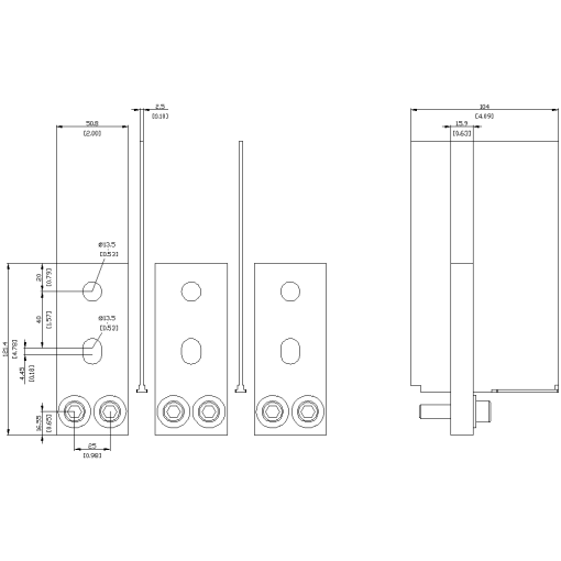 bus connector extended front mounted 3 units accessory for 3VA55 3VA65