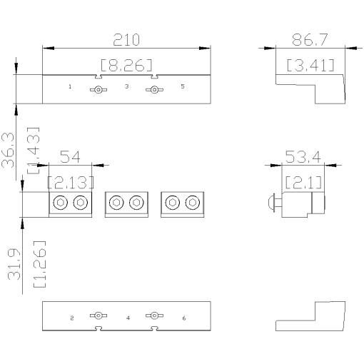 circular conduc terminal TA31 2 x 40600 kcmil for 2 cables 3 units acces