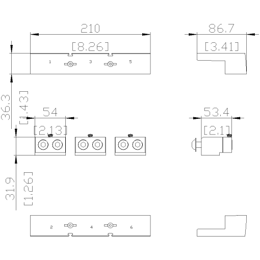 circular conduc terminal TA31 2 x 40600 kcmil for 2 cables with auxiliary