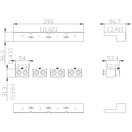 circular conduc terminal TA31 2 x 40600 kcmil for 2 cables with auxiliary