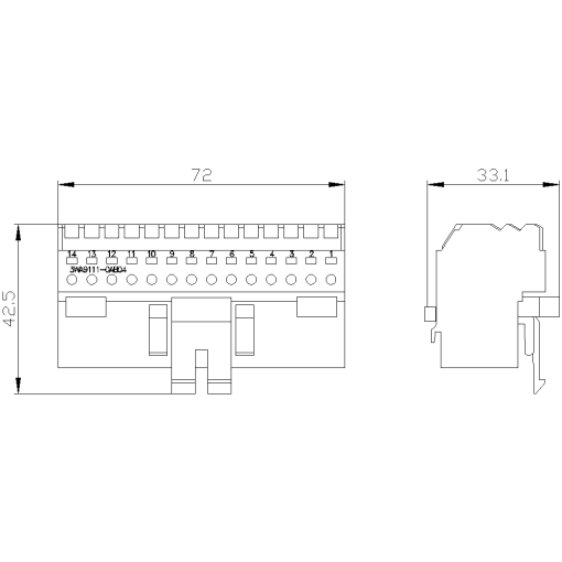 Manual connector for secondary disconnect terminal AUX with pushin technology