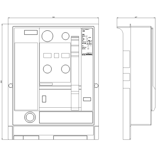 Front cover with all labels, pictograms and labels