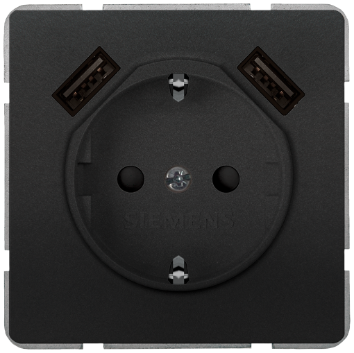 DELTA style SCHUKO socket outlet with double USB charger anthracite