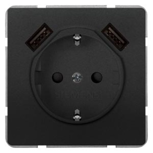 DELTA style SCHUKO socket outlet with double USB charger anthracite