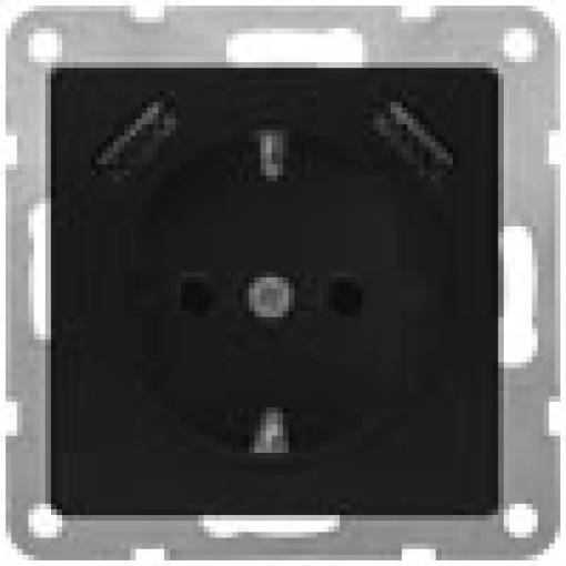 DELTA isystem SCHUKO socket outlet with double USB charger soft black