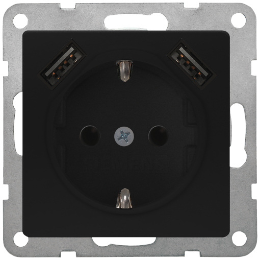 DELTA isystem SCHUKO socket outlet with double USB charger soft black