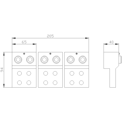 Circular conductor terminal for 2 cables 3 units accessory for plugin unit
