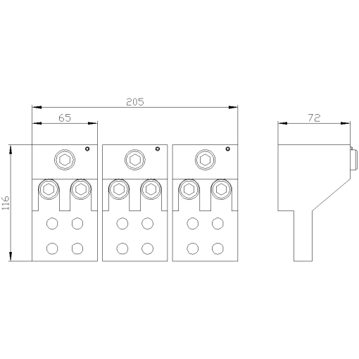 Circular conductor terminal for 3 cables 3 units accessory for plugin unit