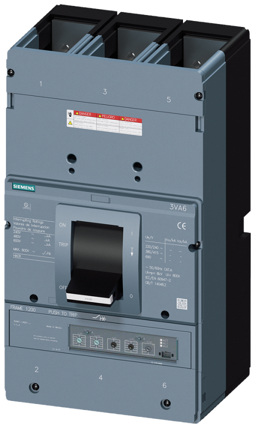 circuit breaker 3VA6 UL frame 1200 breaking capacity class  M 35kA  480 V 3