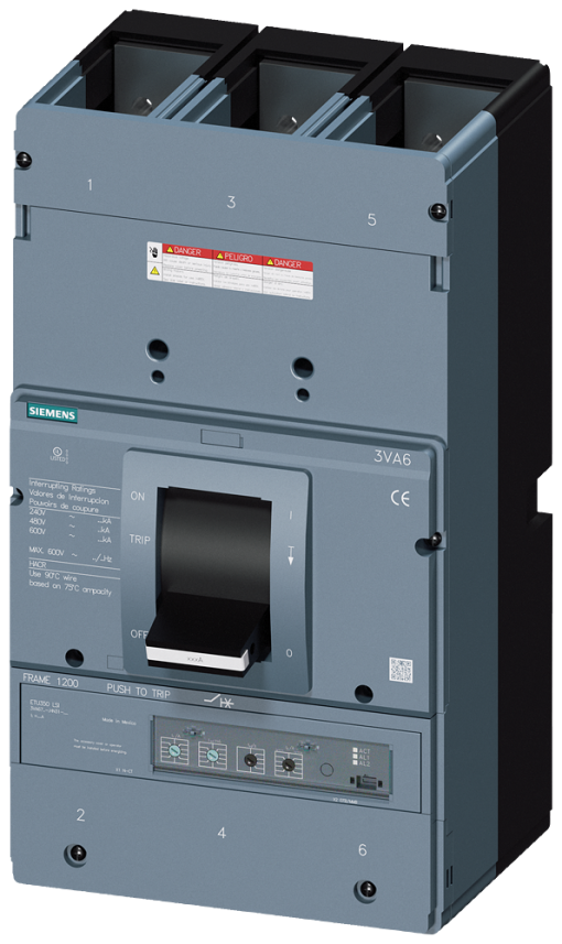 circuit breaker 3VA6 UL frame 1200 breaking capacity class  M 35kA  480 V 3