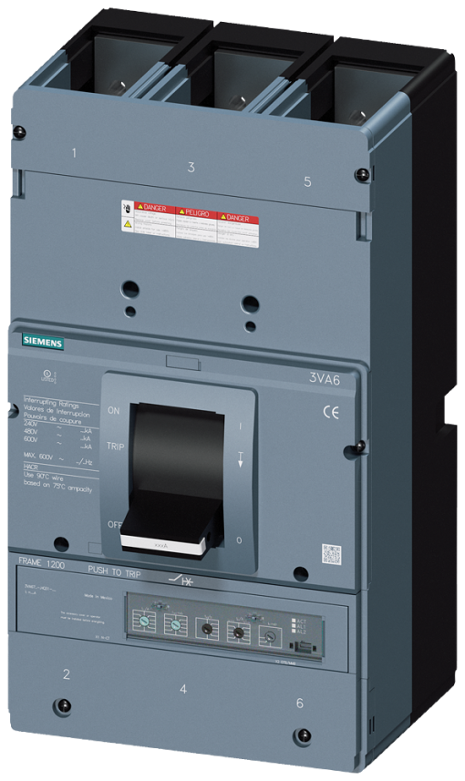 circuit breaker 3VA6 UL frame 1200 breaking capacity class  H 65kA  480 V 3
