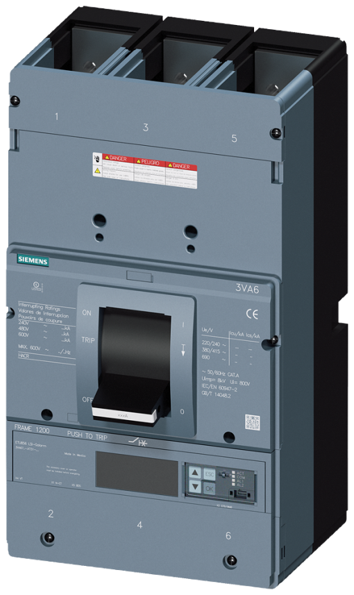 circuit breaker 3VA6 UL frame 1200 breaking capacity class  C 100kA  480 V 3
