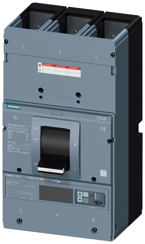 circuit breaker 3VA6 UL frame 1200 breaking capacity class  C 100kA  480 V 3