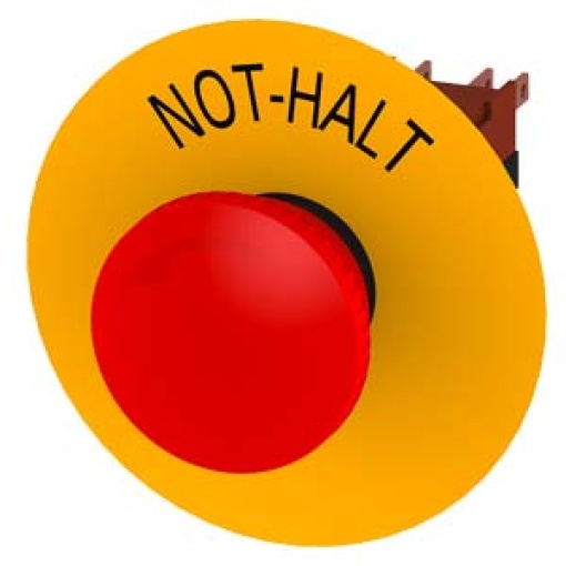 Emergency stop mushroom pushbutton 16 mm round plastic red