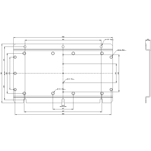 base plate for mounting combination of two contactors 2x 3TF68 for reversing