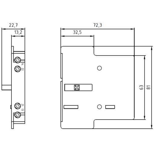 Auxiliary switch for 3TB523TB56 3TC52 3TC56 left