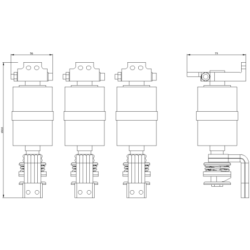 Vacuum interrupters for 3TF69 comprising 3 vacuum interrupters with addon p