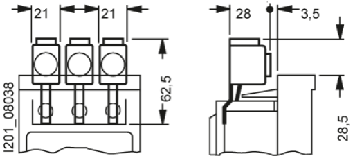 Accessory for switch 3NP35 Supply terminal max 95 mm2 consists of 3 terminals
