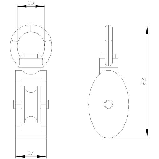 Rope roller rotatable 4 mm
