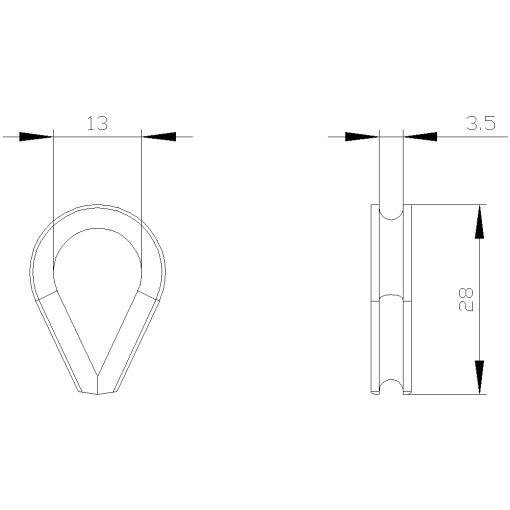 Rope eye 3 mm packaging in set 4 units