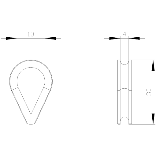 Rope eye 4 mm packaging in set 4 units