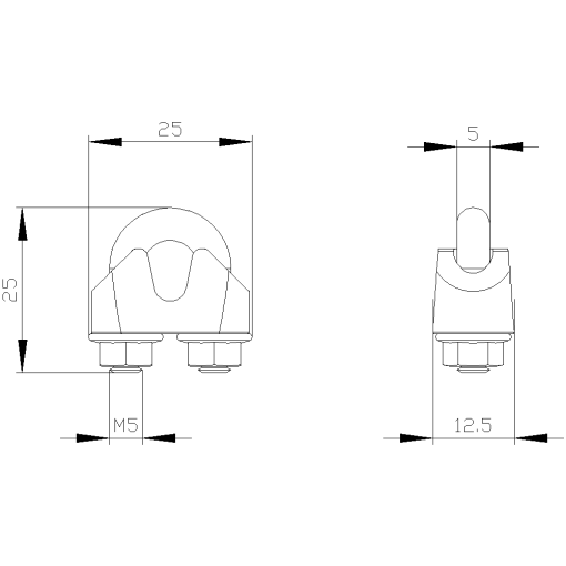 Rope clamp 5 mm packaging as set 4 units