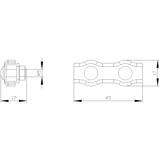 Rope clamp duplex 4 mm packaging as set 4 units