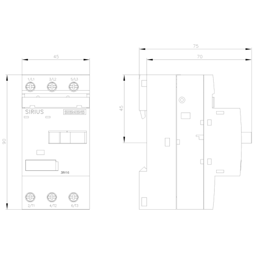 Circuit breaker size S00 for fuse monitoring screw terminal Arelease 02 A N